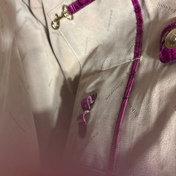 Brahmin Fuchsia Crocodile-Embossed Tote - Picture 7 of 9